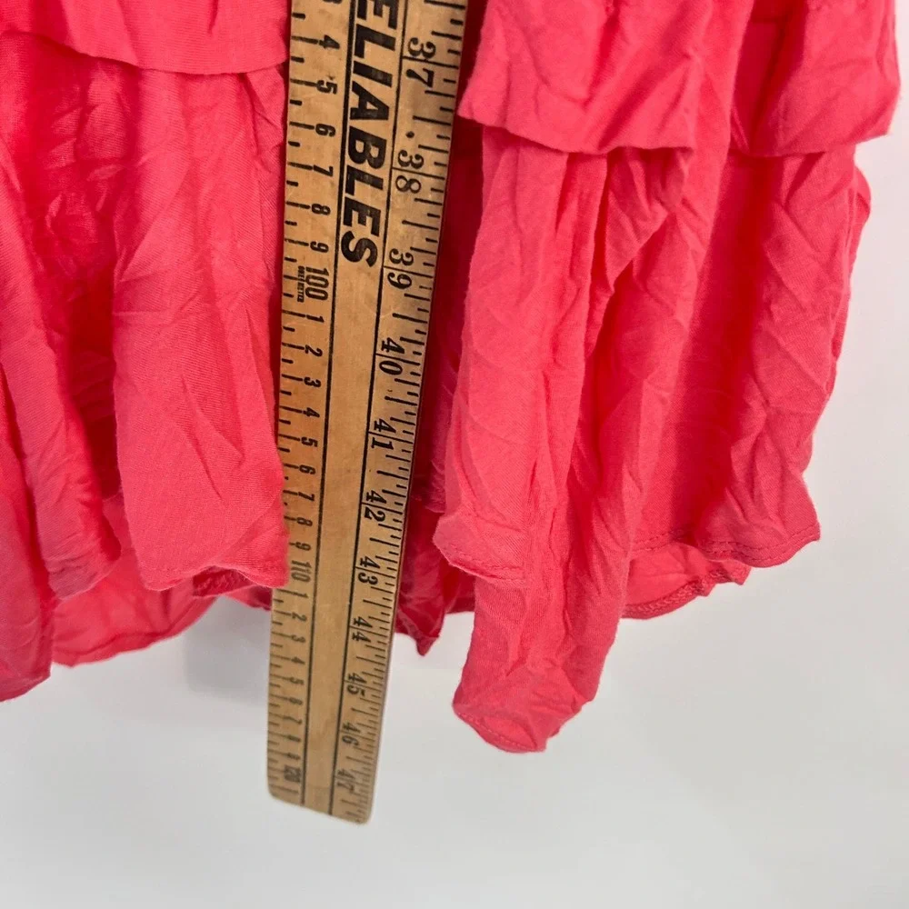 Comfy USA Coral Crinkle Tiered Dress 2X Asymmetric Lagenlook Artsy Art to Wear